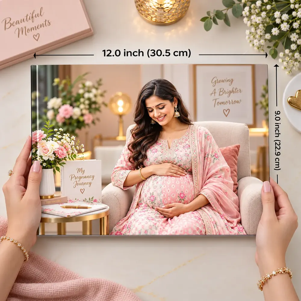 Blush maternity photobook held open
