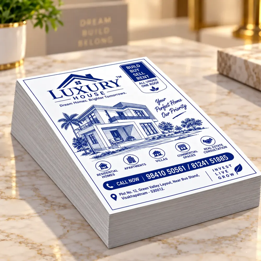 A thick ream of offset-printed blue pamphlets ready for distribution